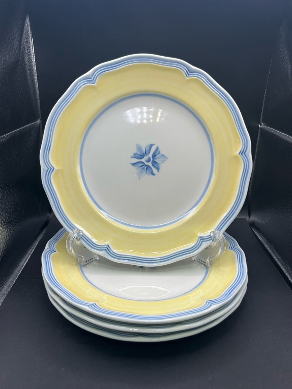 Villeroy & Boch Casa Azul Limone Salad Plates 8 2/16” Set Of 4 Nice